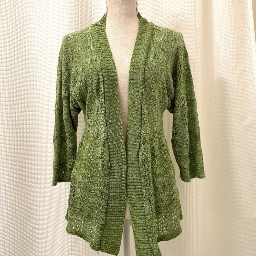 Green knit long sleeve sweater, Christopher & Banks, size Small